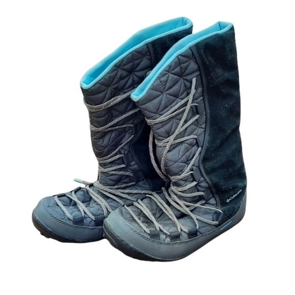 Columbia (Size 6) Loveland Omni Heat Tall Laced Snow Boots Black Blue - Picture 1 of 15